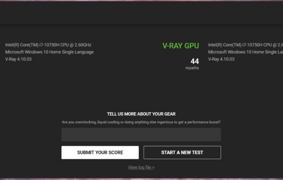 VRAY Benchmark with Intel UHD Graphics